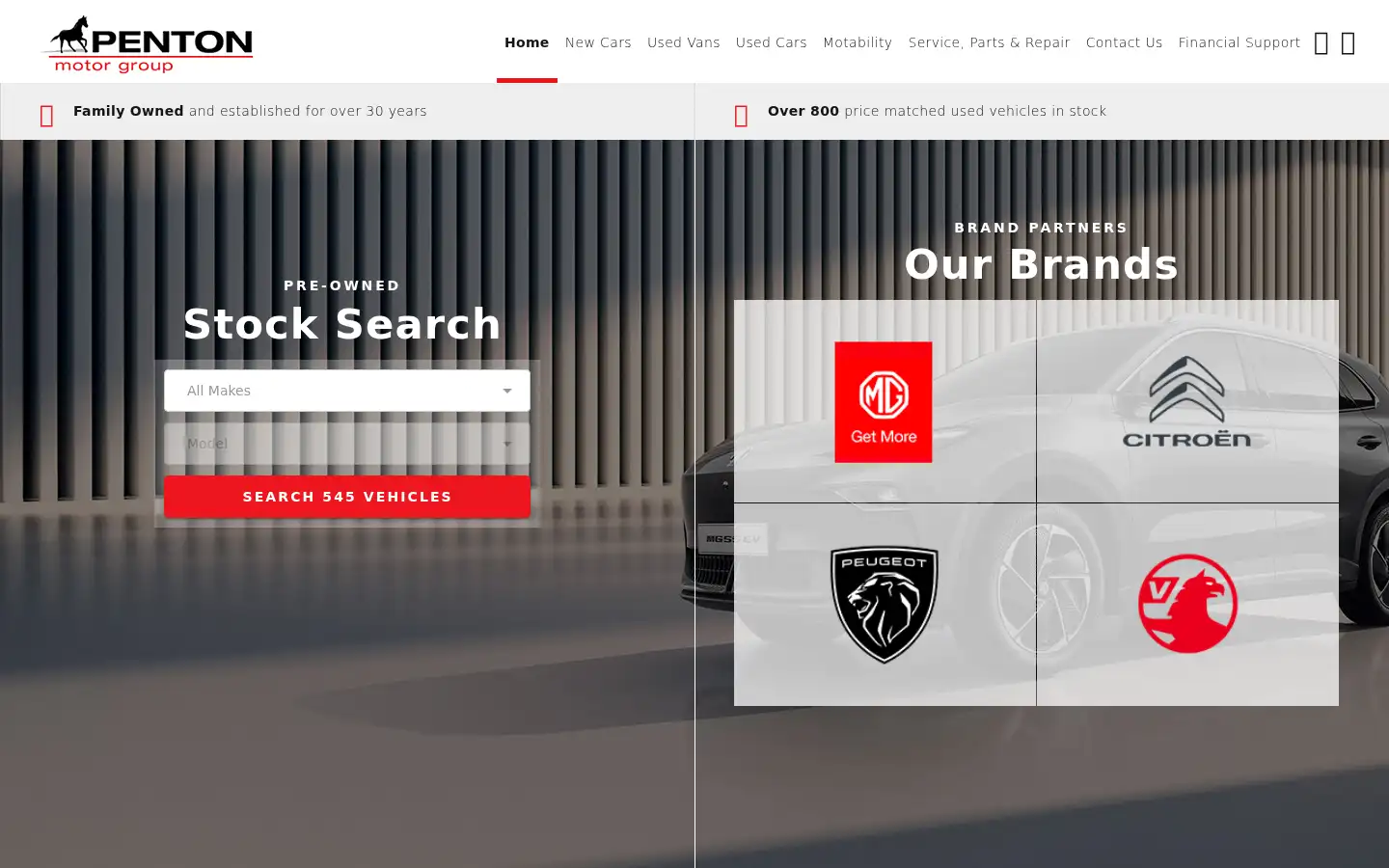Screenshot of pentonmotorgroup.com