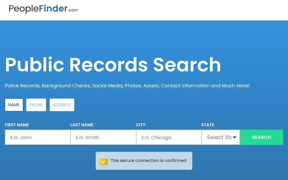 Screenshot of peoplefinder.com