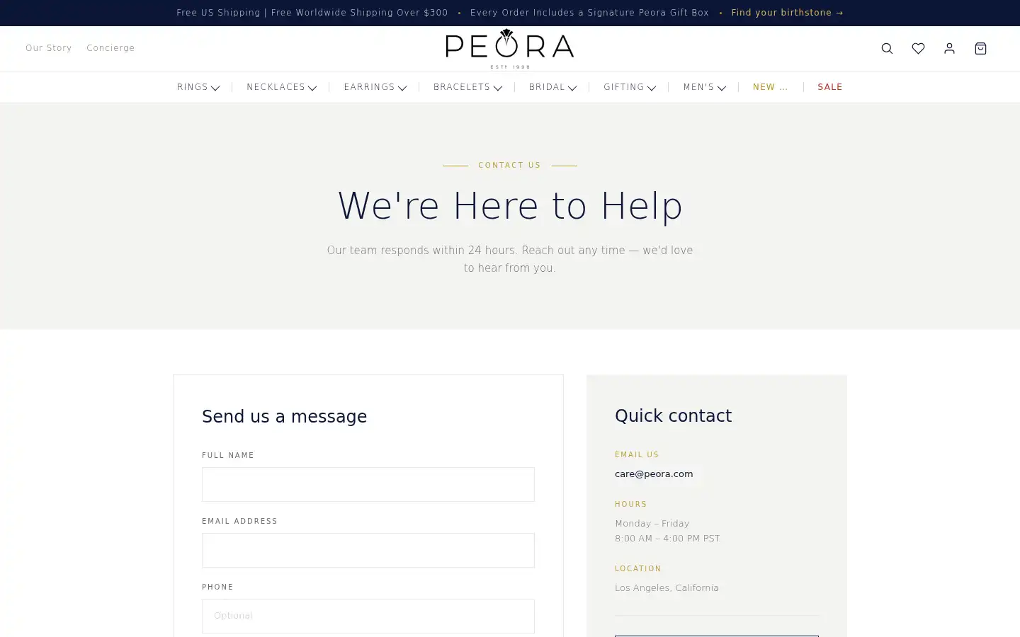 Screenshot of peora.com