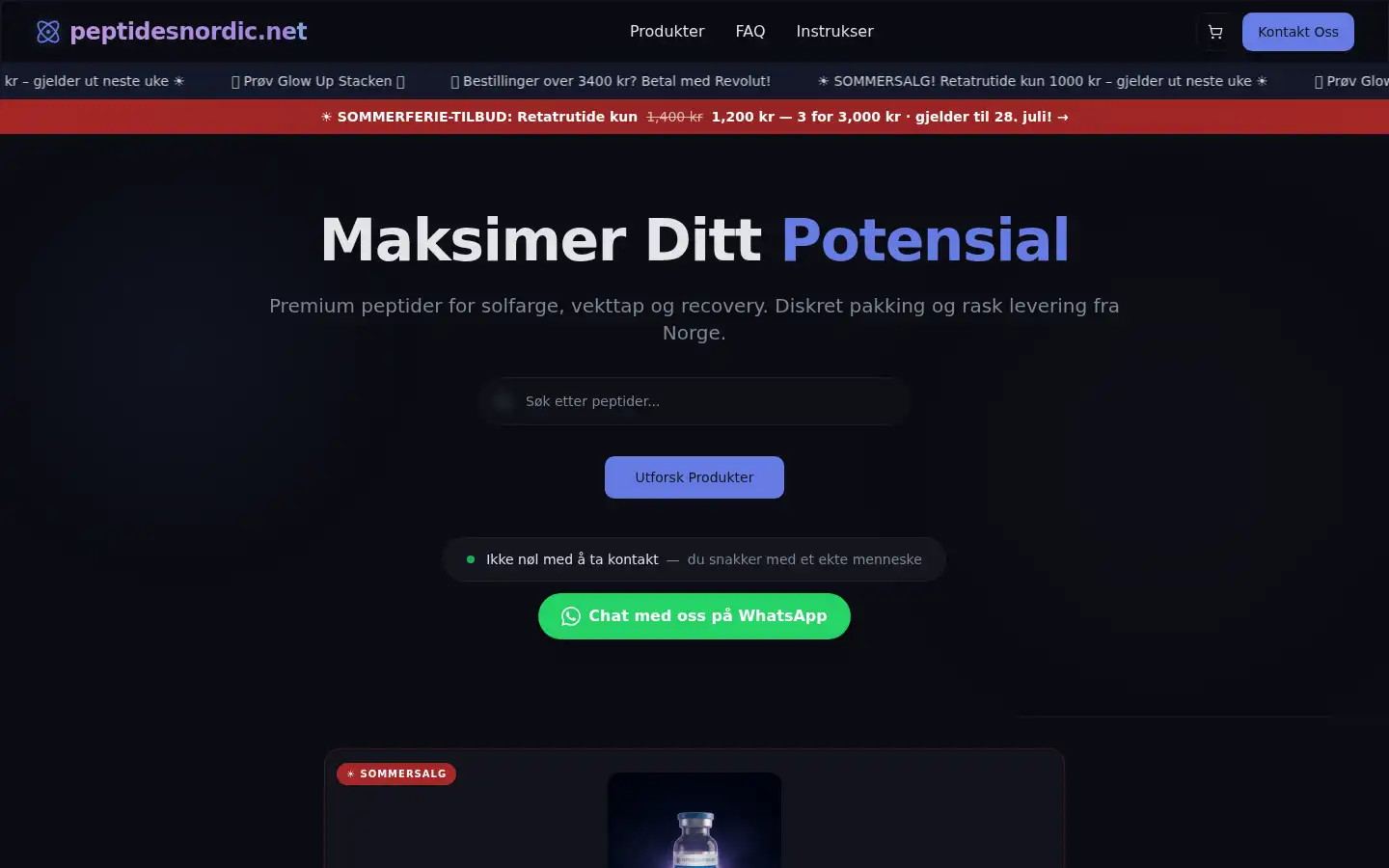 Screenshot of peptidesnordic.net