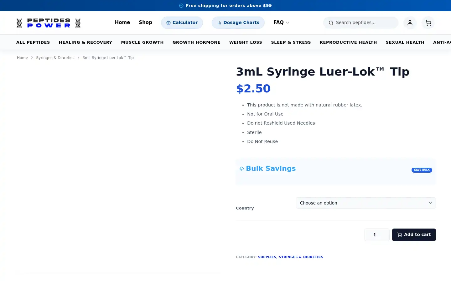Screenshot of peptidespower.com