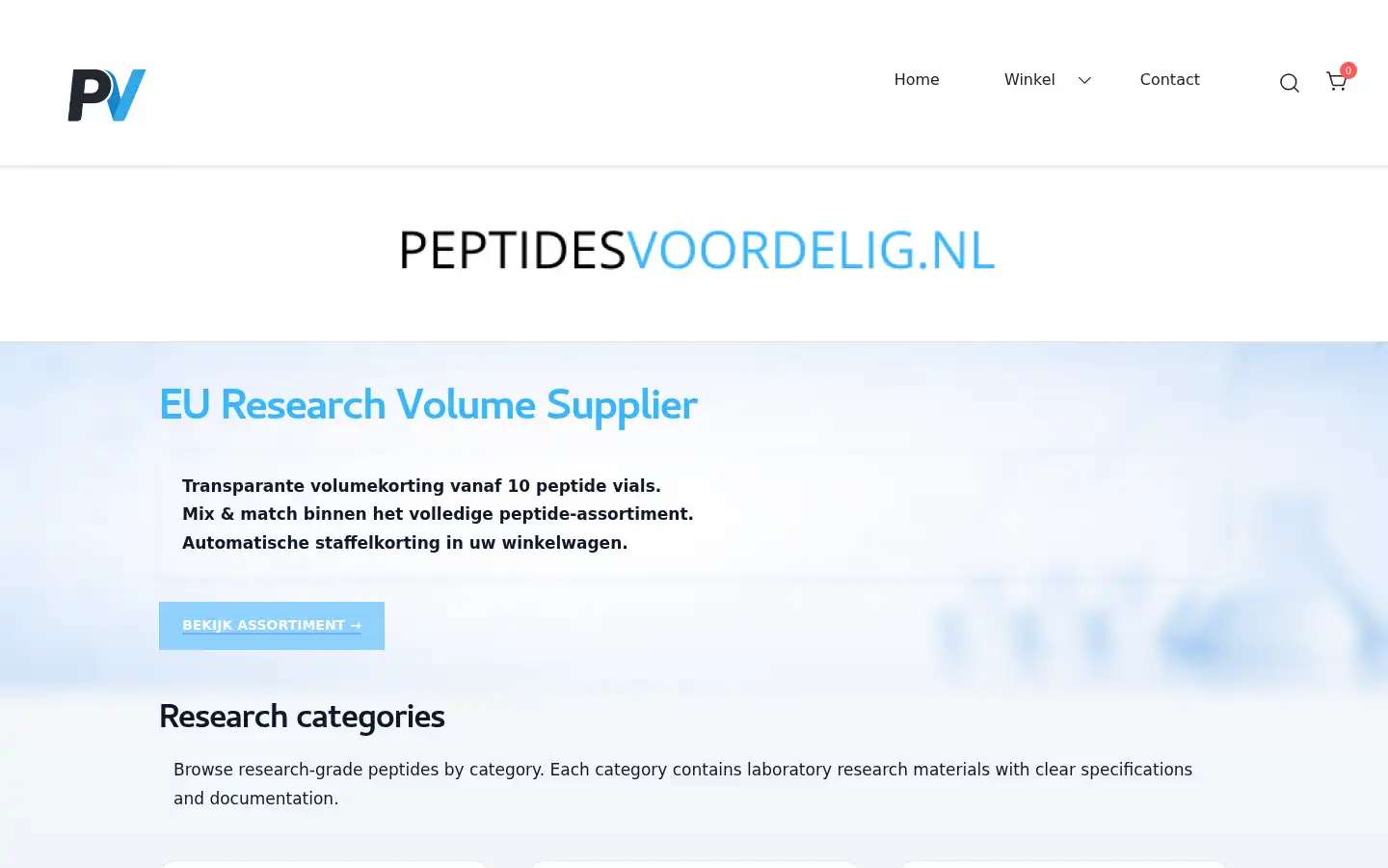 Screenshot of peptidesvoordelig.nl