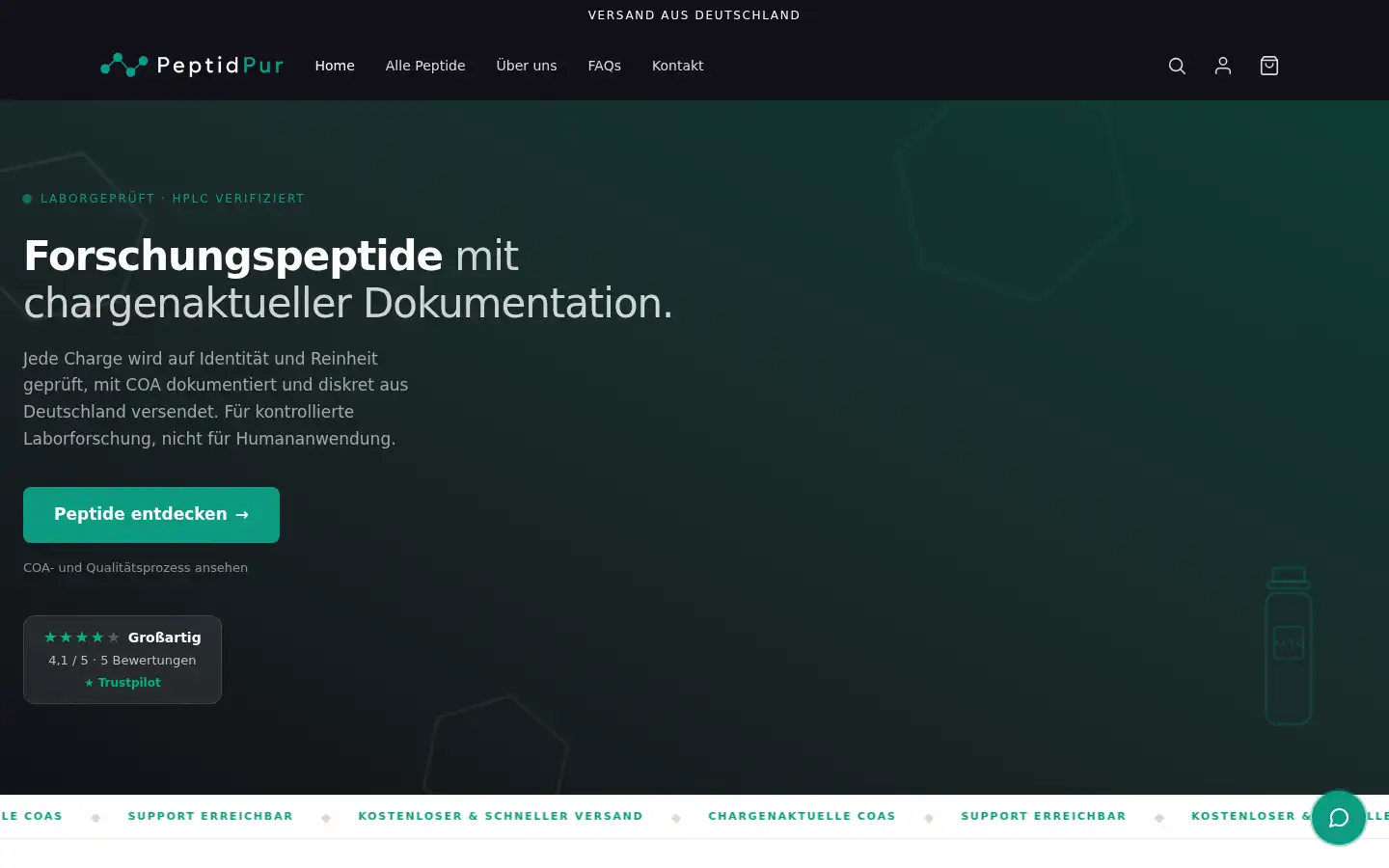 Screenshot of peptidpur.de