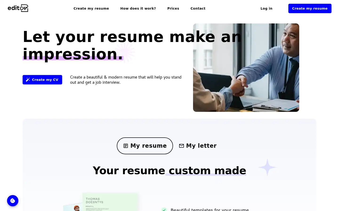 Screenshot of perfect-cv.com