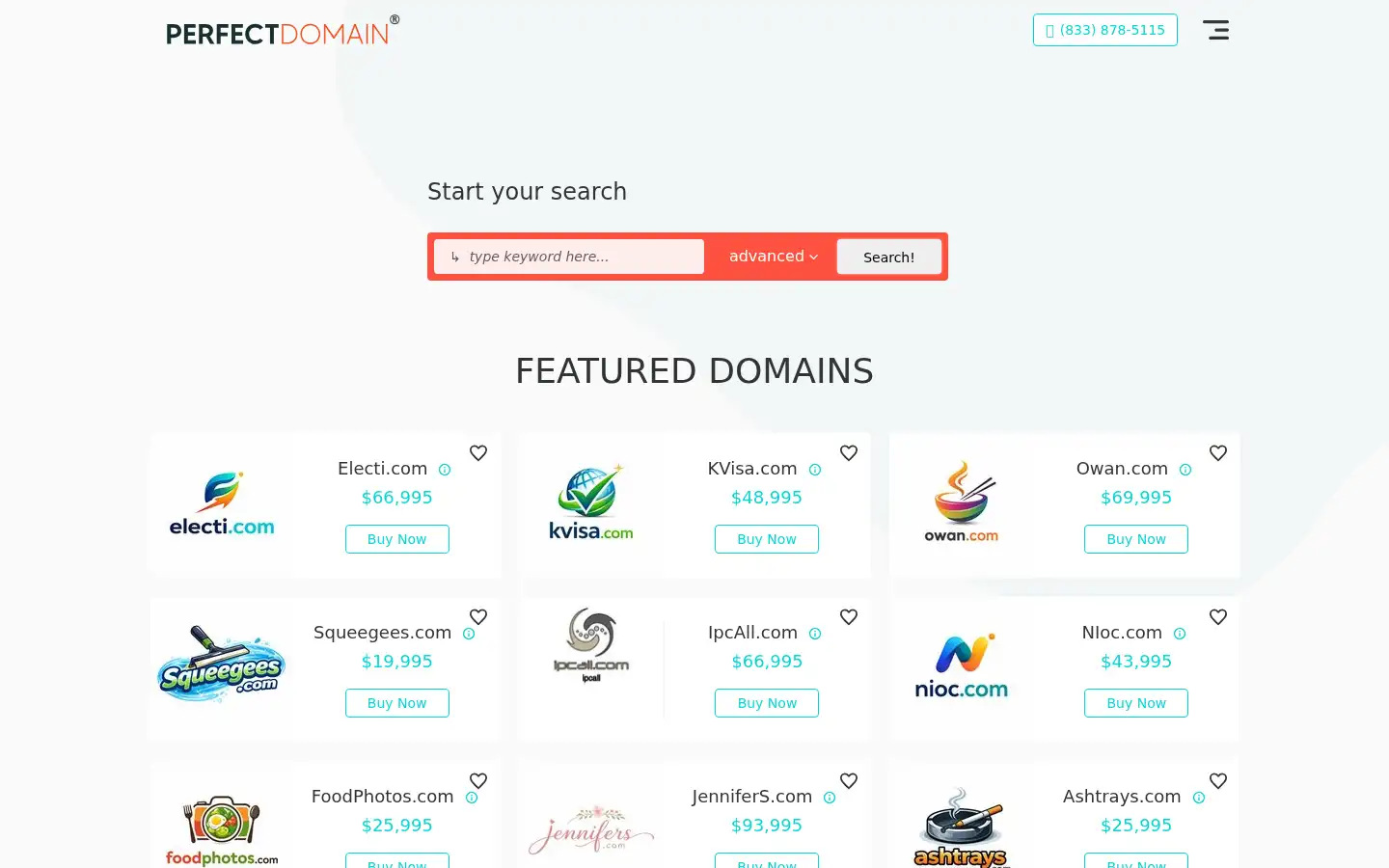 Screenshot of perfectdomain.com