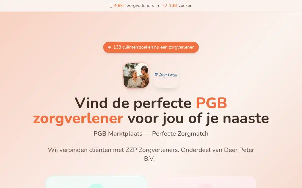 Screenshot of perfectezorgmatch.nl
