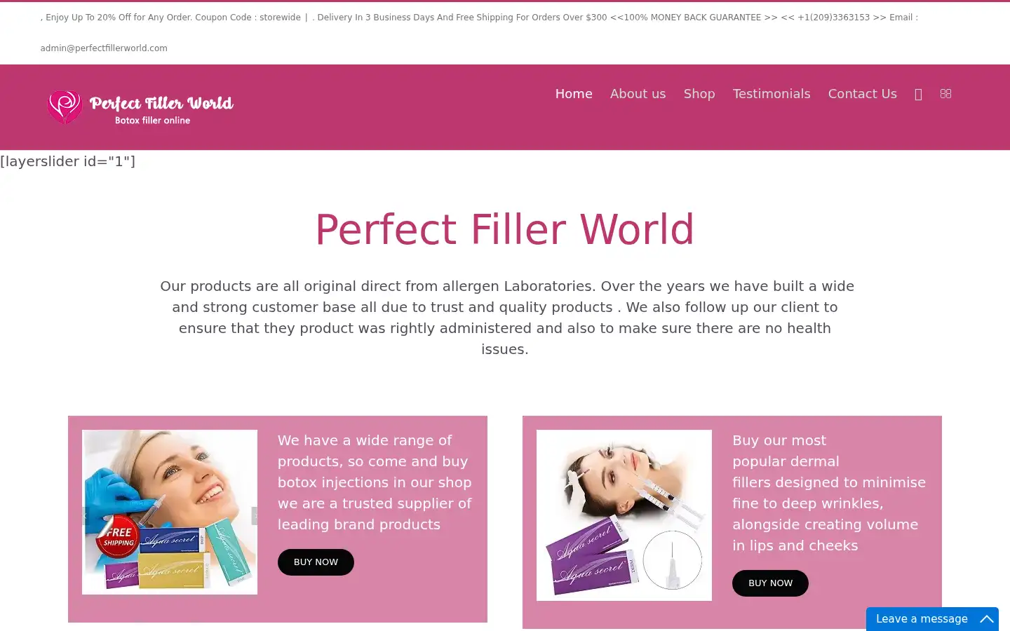 Screenshot of perfectfillerworld.com