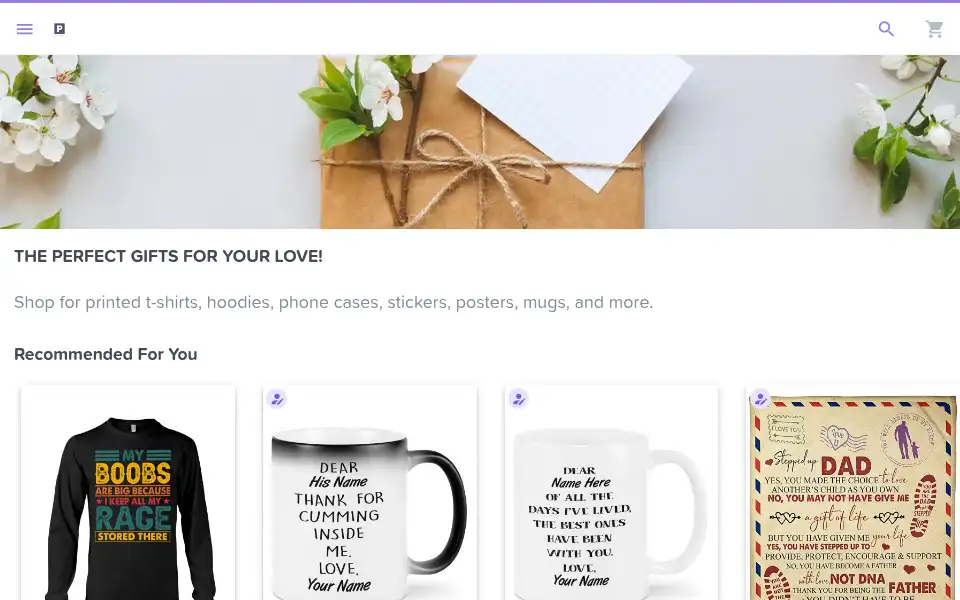 Screenshot of perfectgiftlove.com