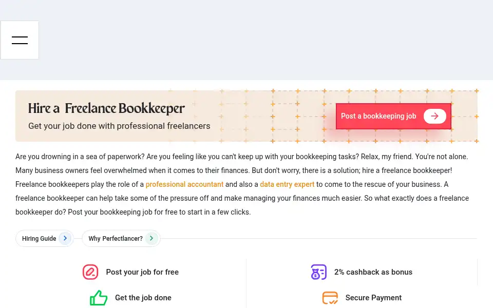 Screenshot of perfectlancer.com