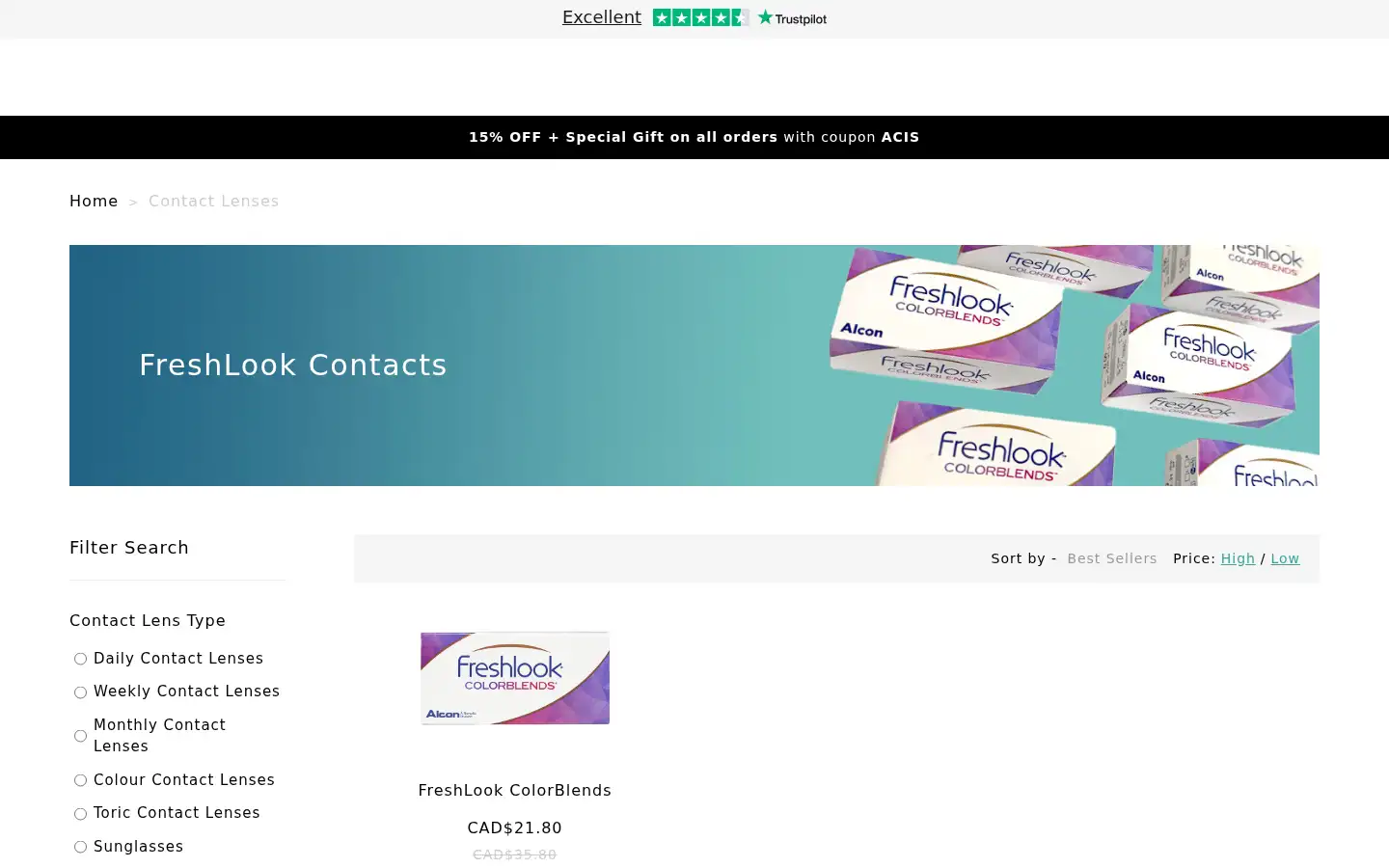 Screenshot of perfectlens.ca