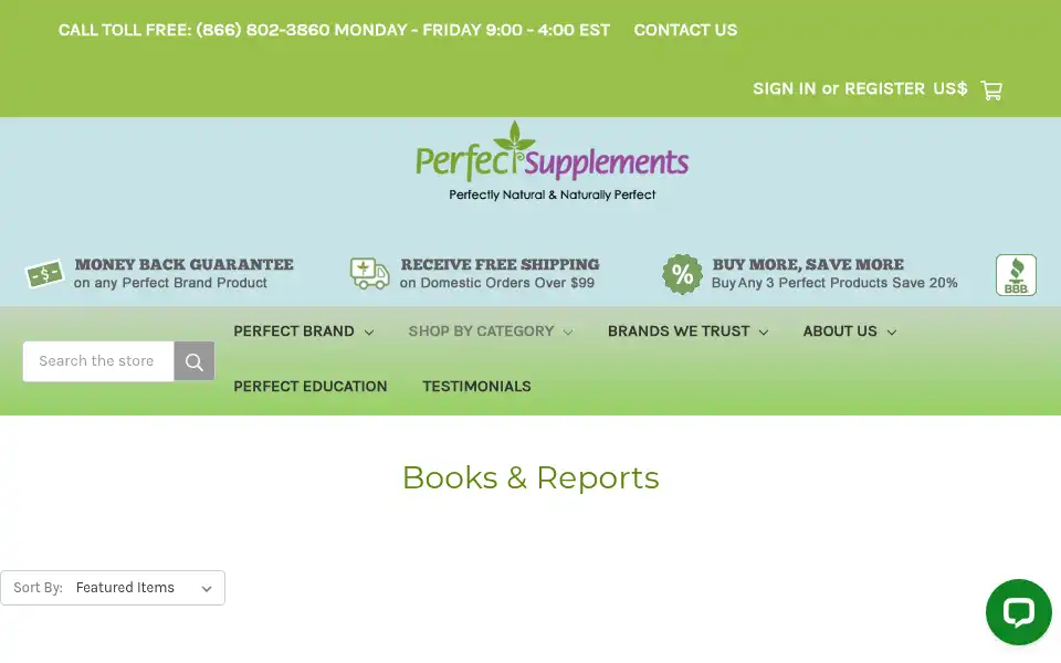 Screenshot of perfectsupplements.com