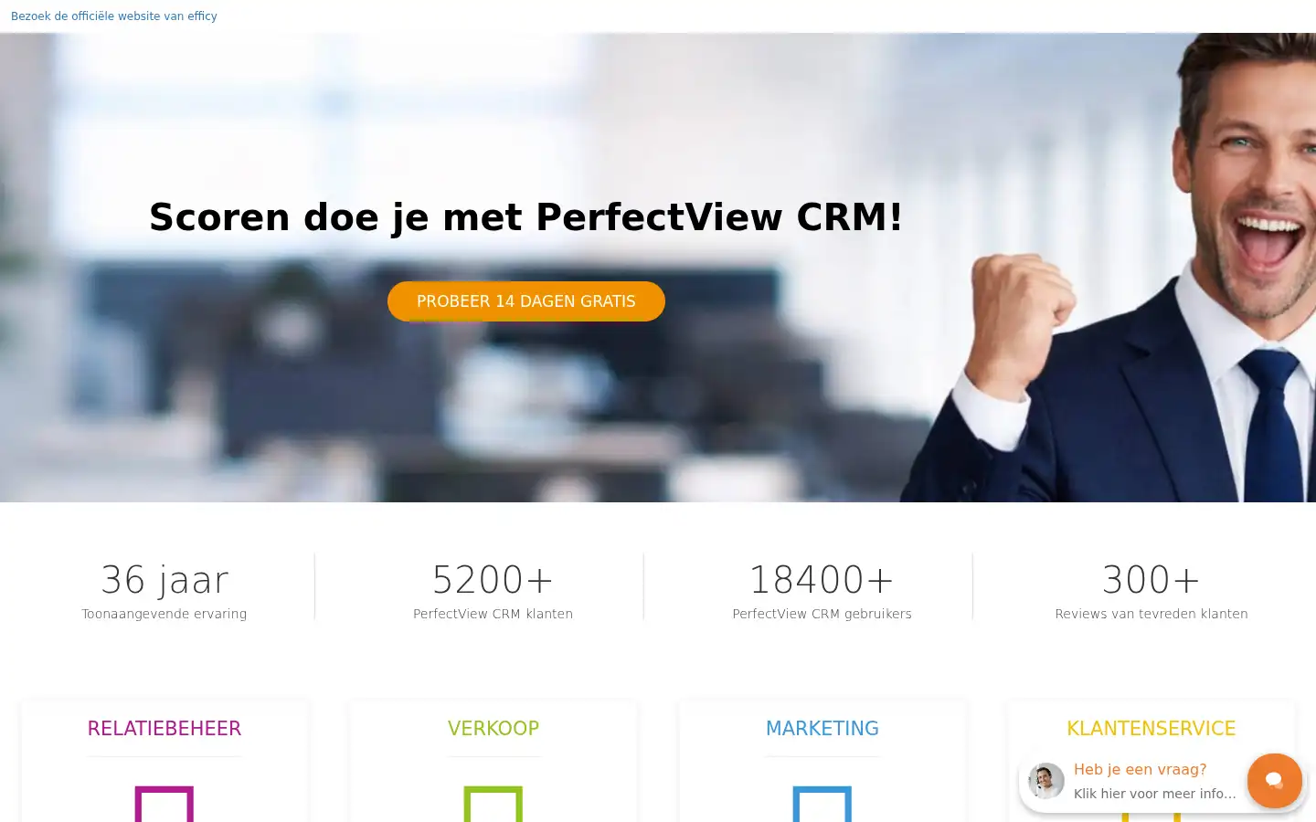 Screenshot of perfectviewcrm.nl
