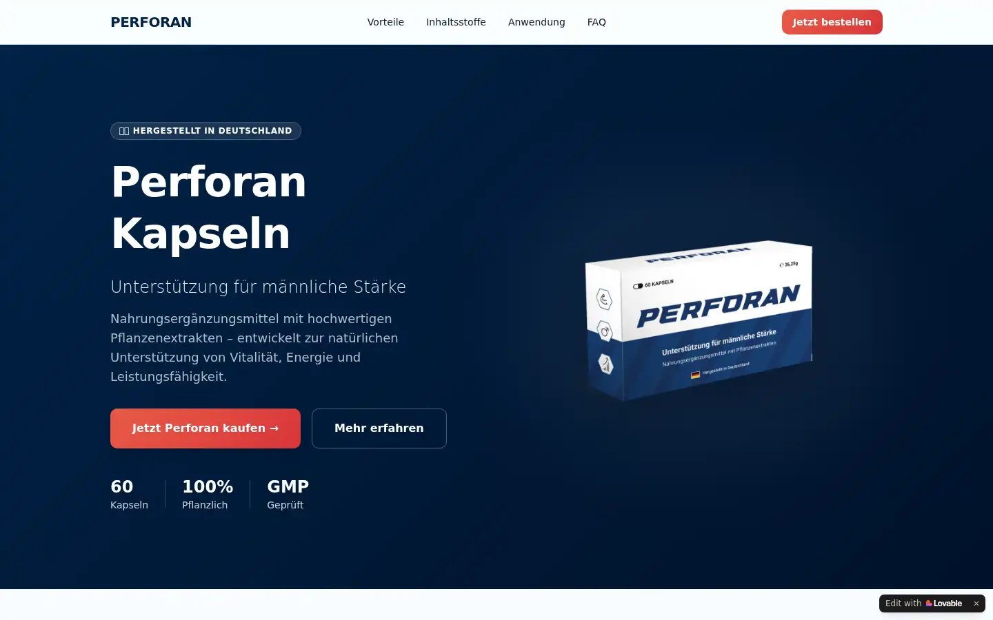 Screenshot of perforan-kapseln.lovable.app