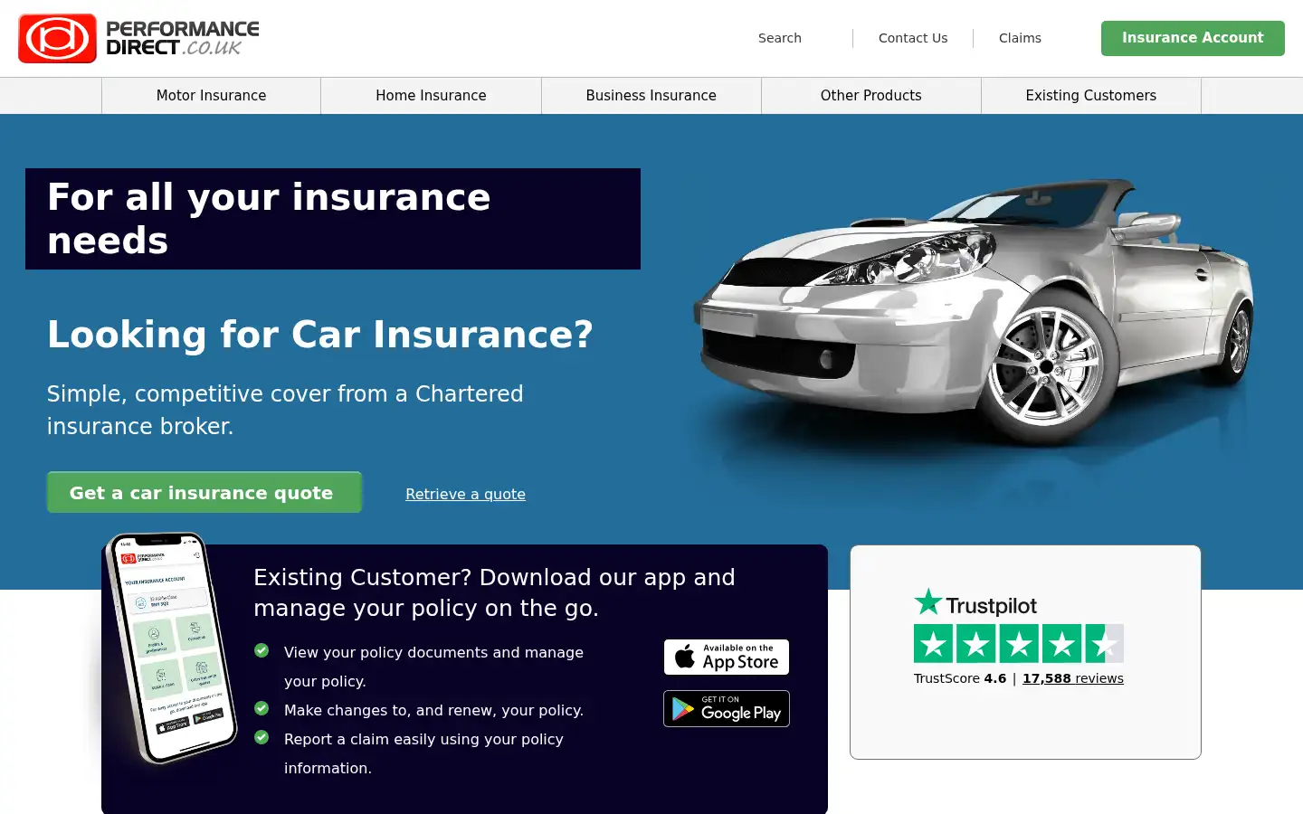 Screenshot of performancedirect.co.uk