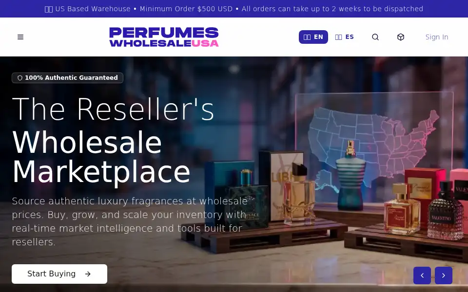 Screenshot of perfumeswholesaleusa.com