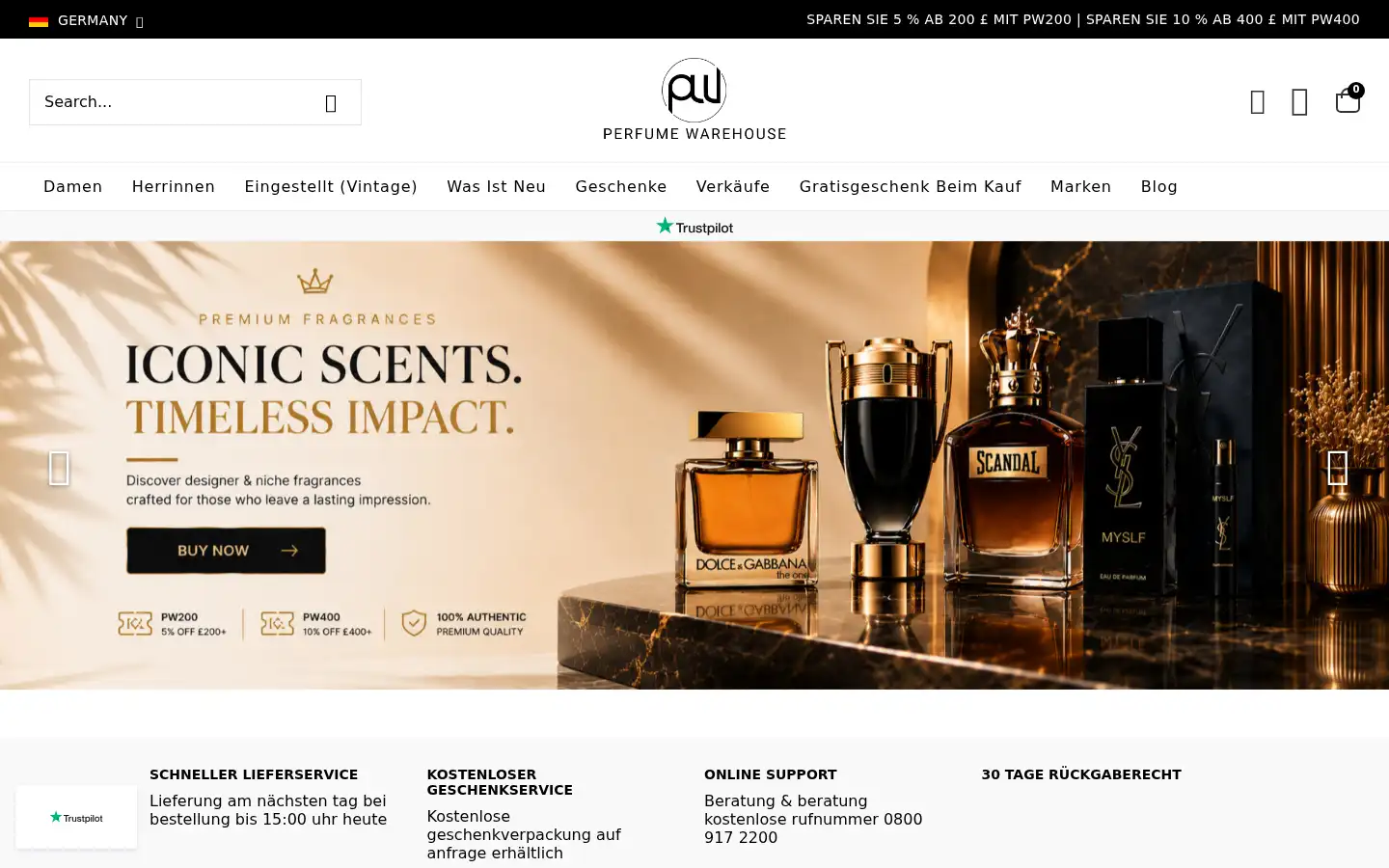 Screenshot of perfumewarehouse.co.uk