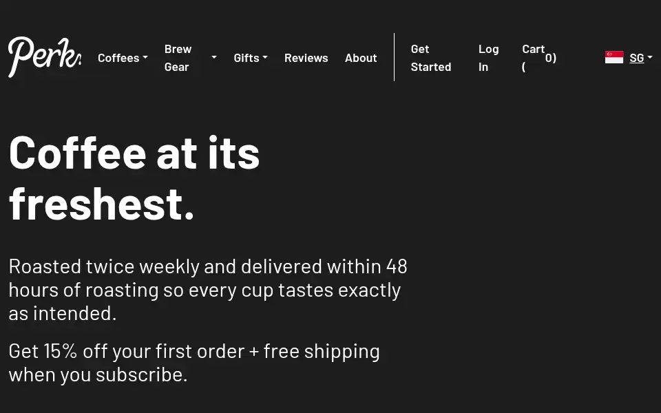 Screenshot of perkcoffee.co
