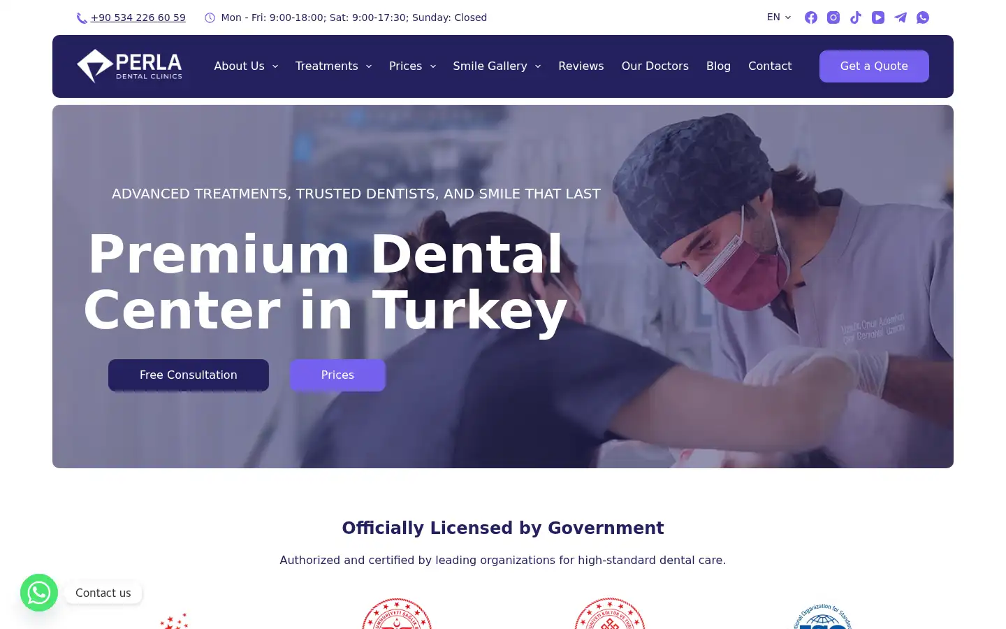 Screenshot of perladentalcentre.com