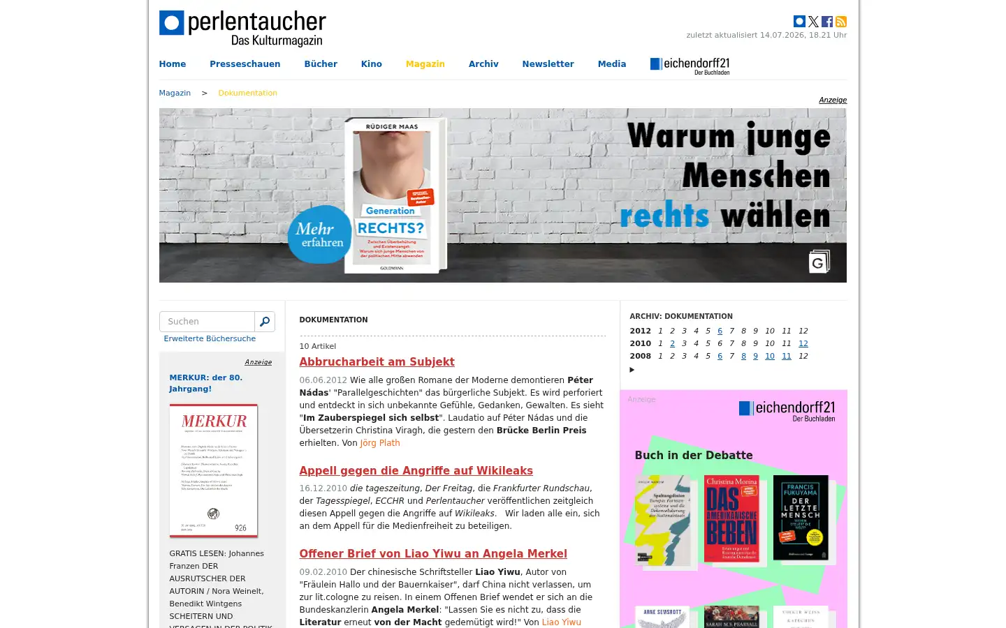 Screenshot of perlentaucher.de