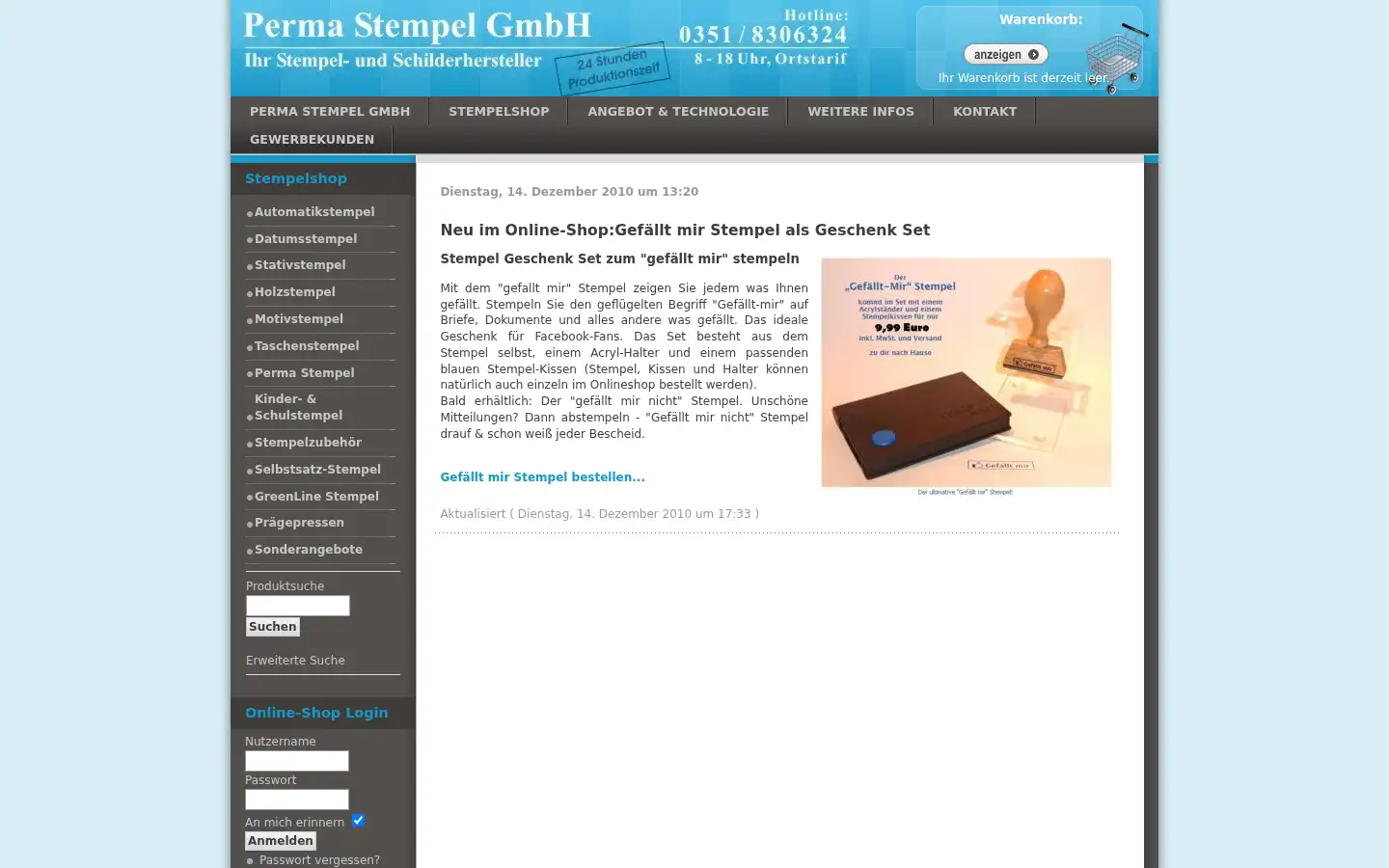 Screenshot of permastempel.de