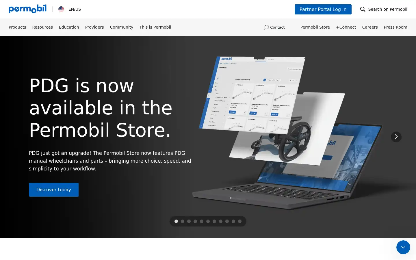 Screenshot of permobil.com