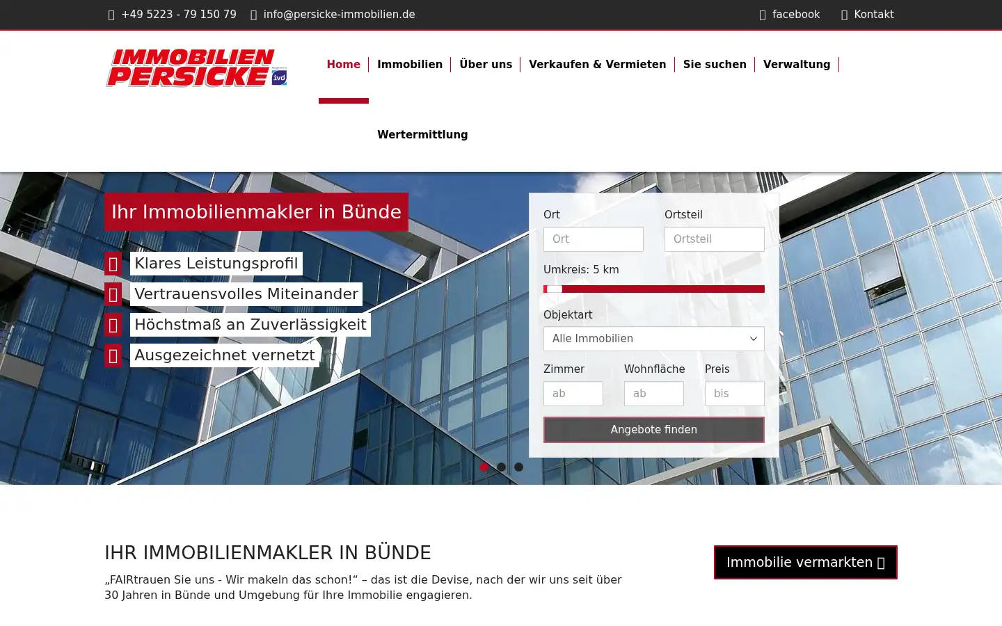 Screenshot of persicke-immobilien.de