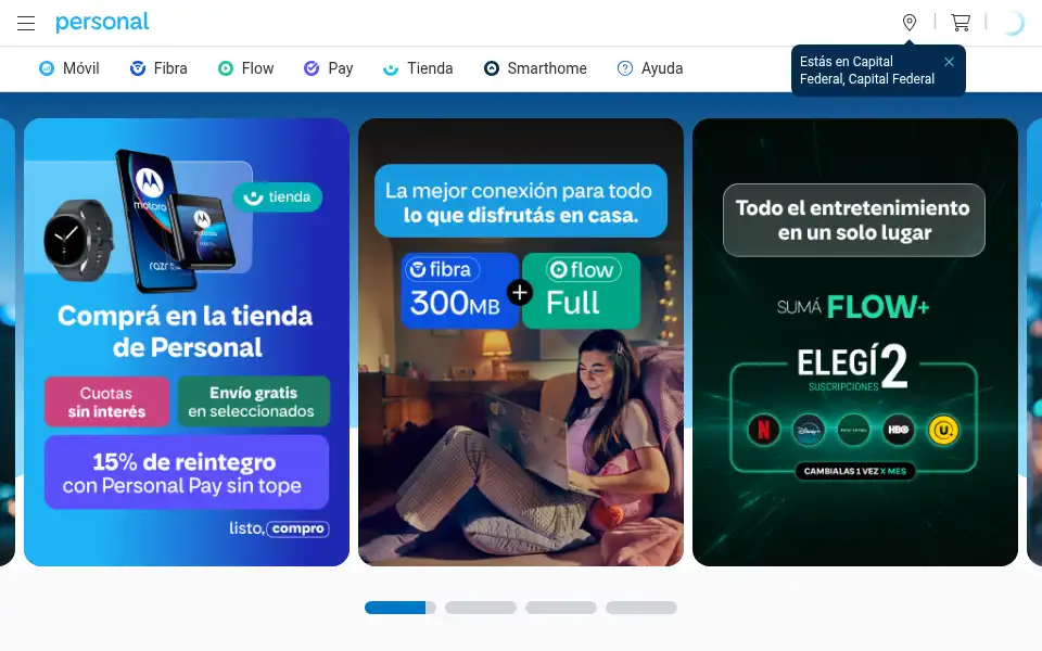 Screenshot of personal.com.ar