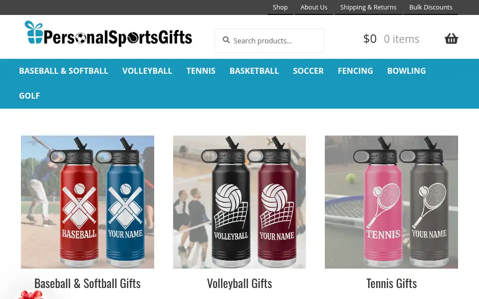 Screenshot of personalsportsgifts.com