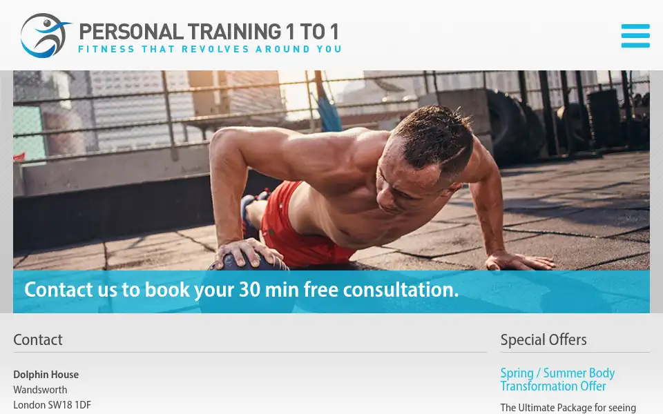 Screenshot of personaltraining1to1.co.uk