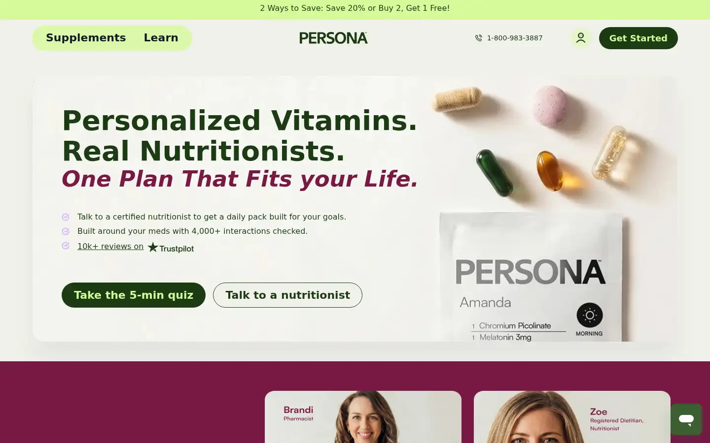 Screenshot of personanutrition.com