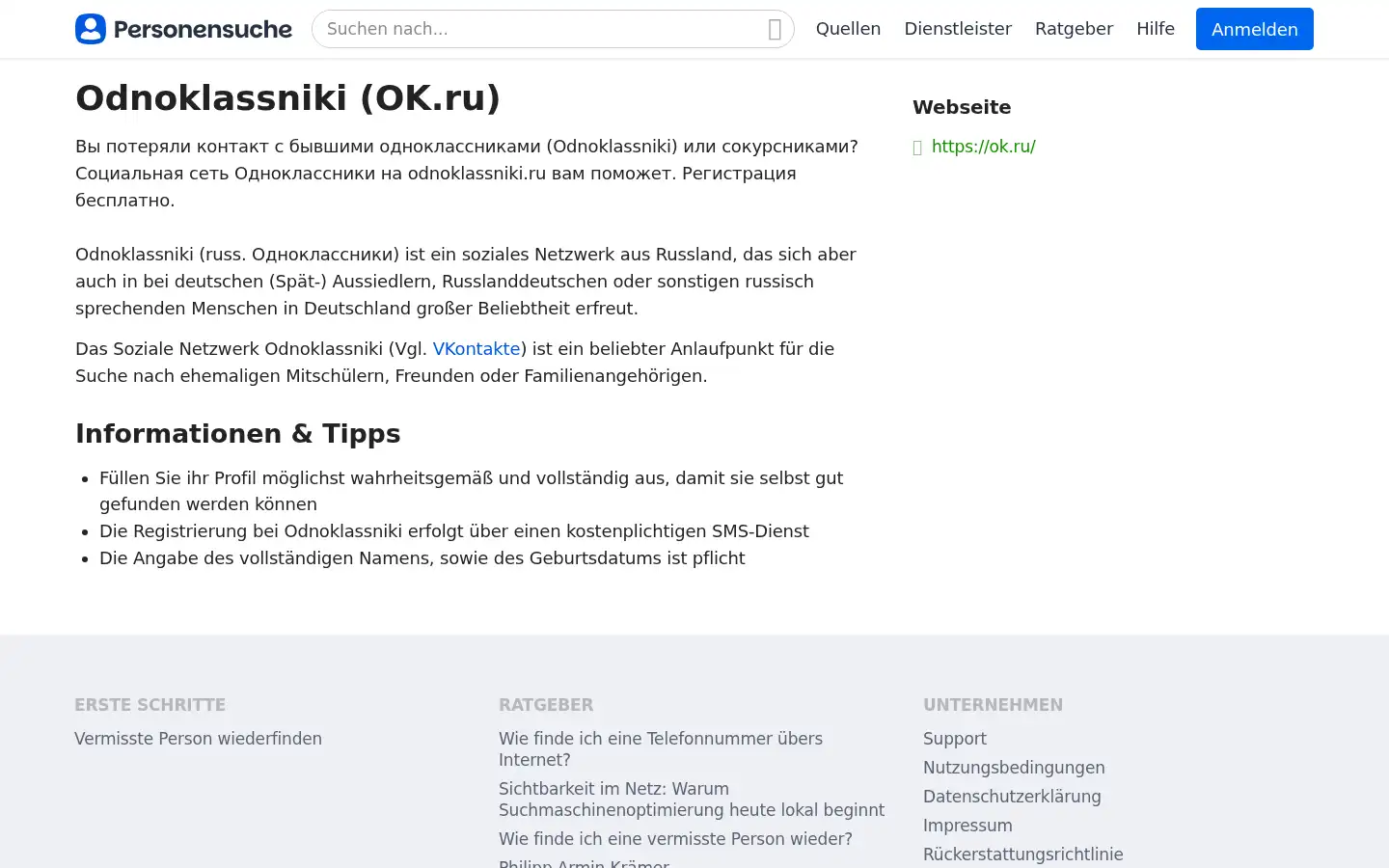 Screenshot of personensuche.de