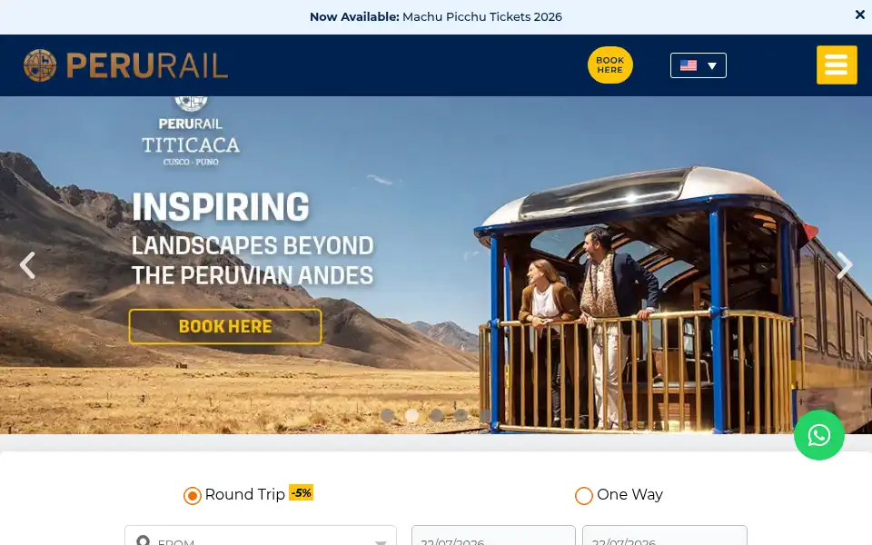 Screenshot of perurail.com