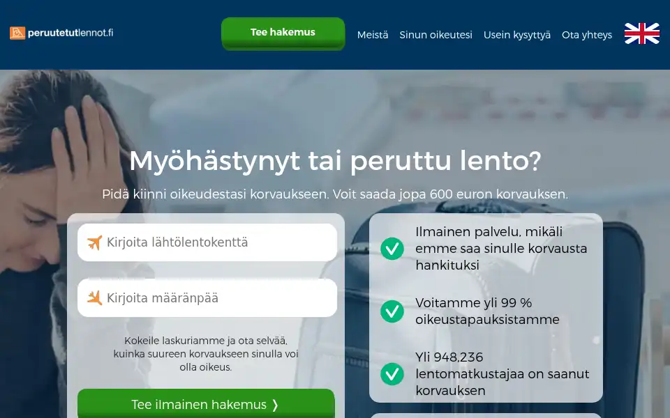 Screenshot of peruutetutlennot.fi