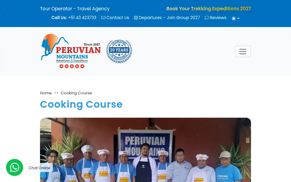Screenshot of peruvianmountains.com