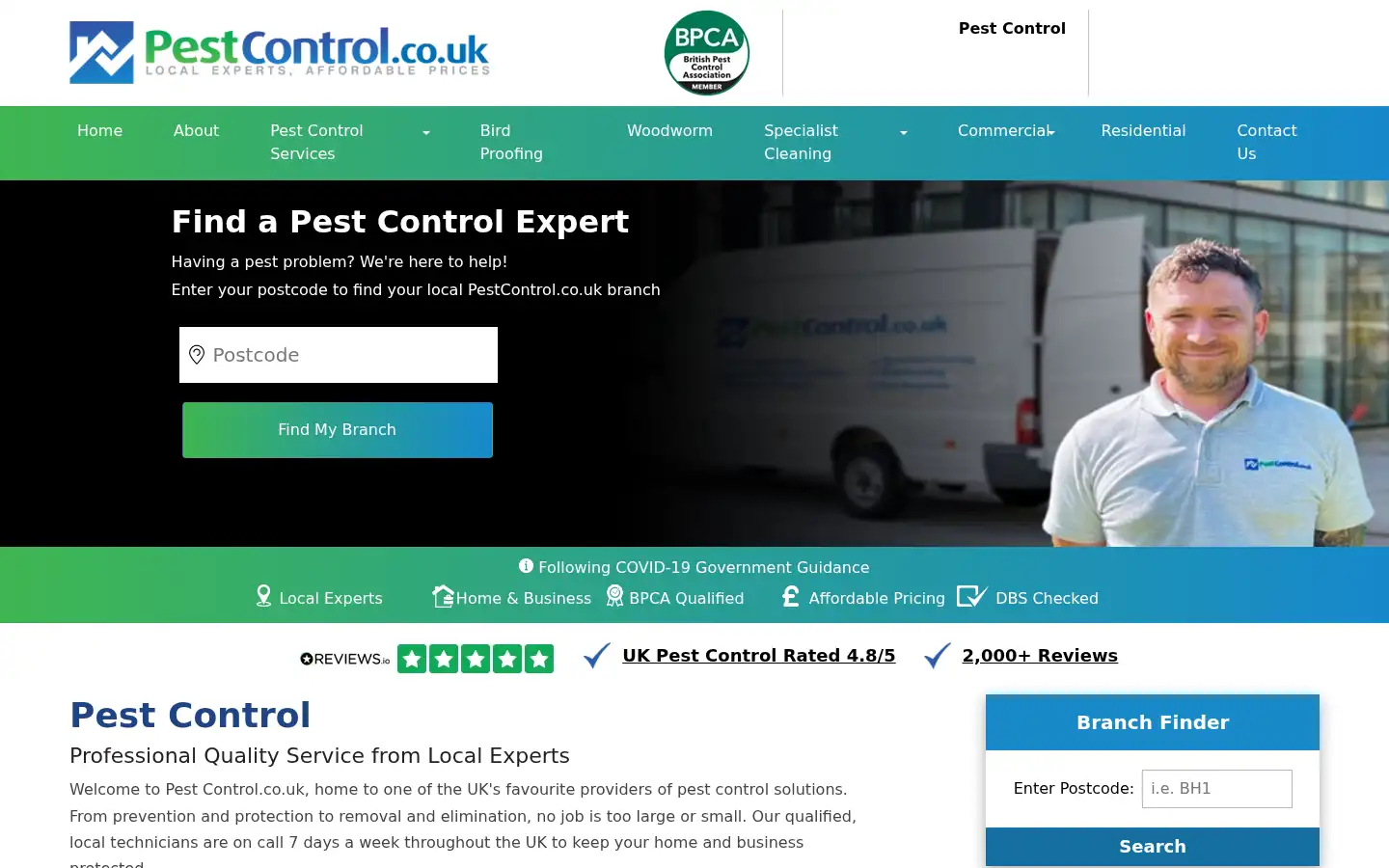 Screenshot of pestcontrol.co.uk
