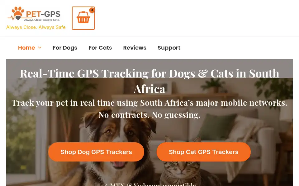 Screenshot of pet-gps.co.za