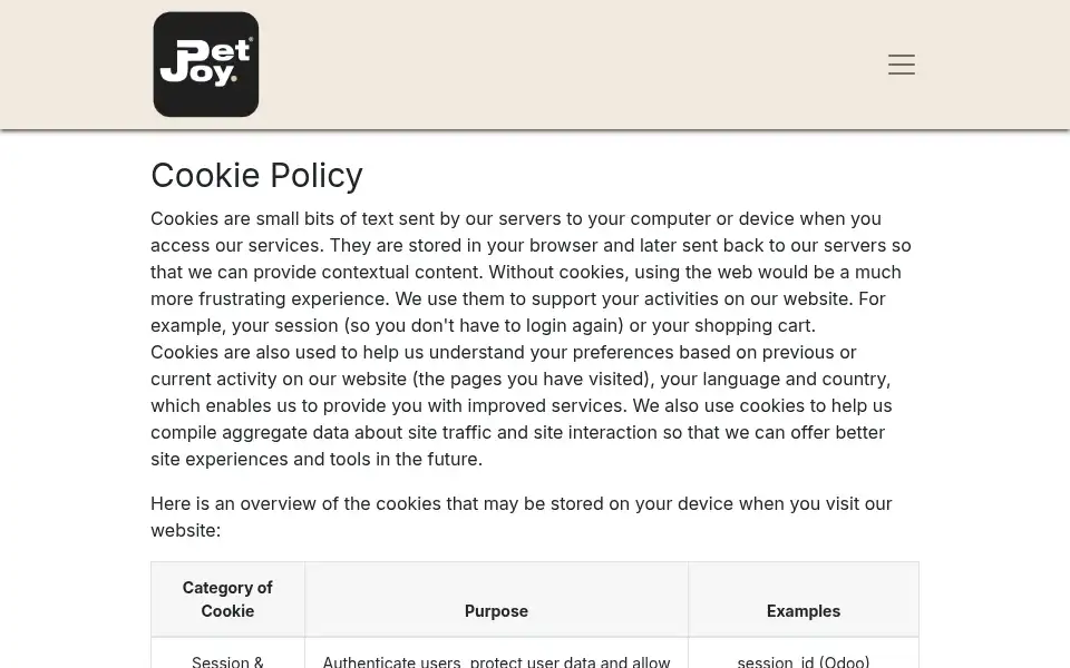Screenshot of pet-joy.com