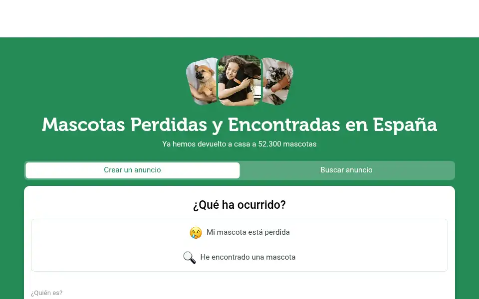 Screenshot of pet911.es