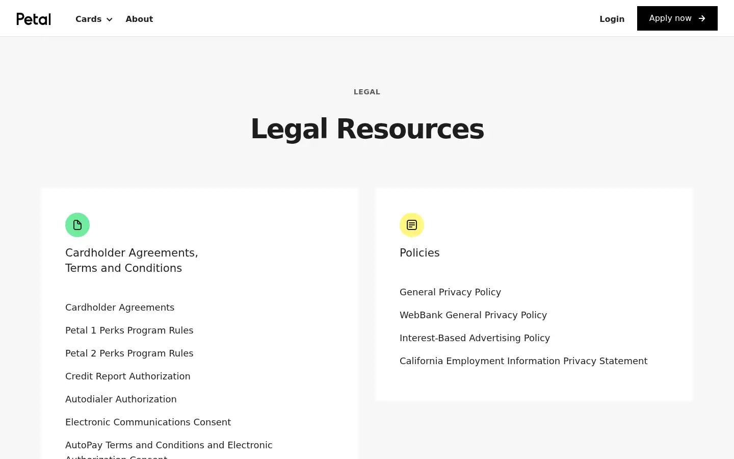 Screenshot of petalcard.com
