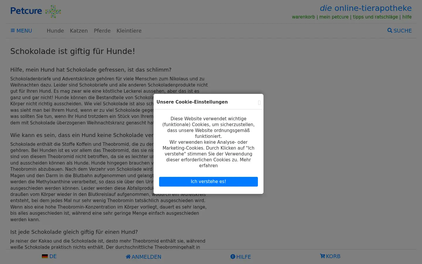 Screenshot of petcure.nl