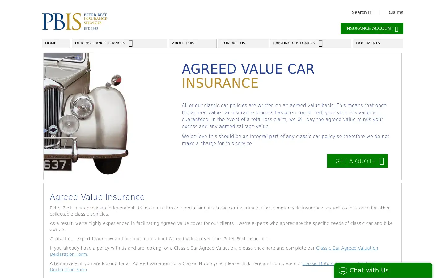 Screenshot of peterbestinsurance.co.uk