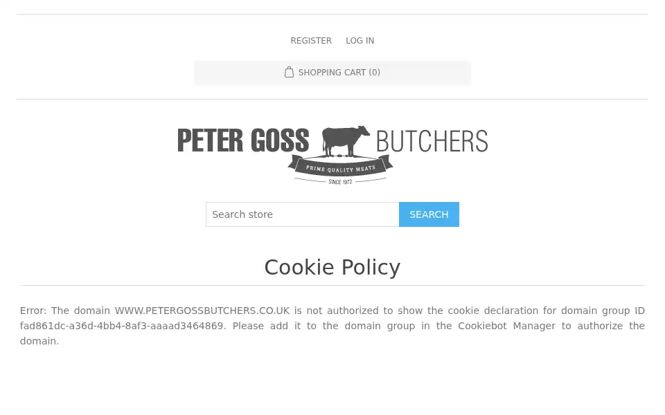 Screenshot of petergossbutchers.co.uk