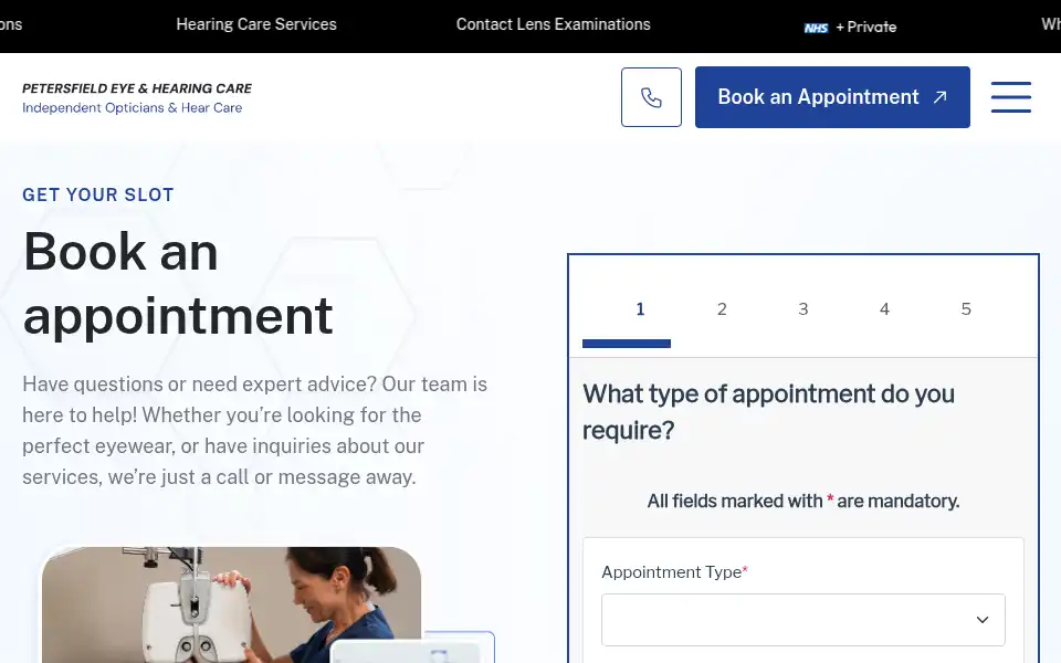 Screenshot of petersfield-eyecare.com