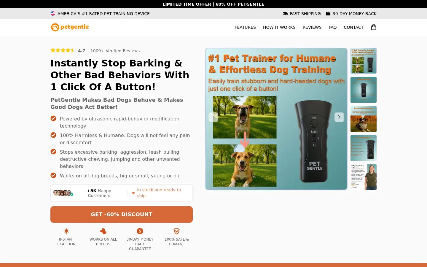Screenshot of petgentle.com