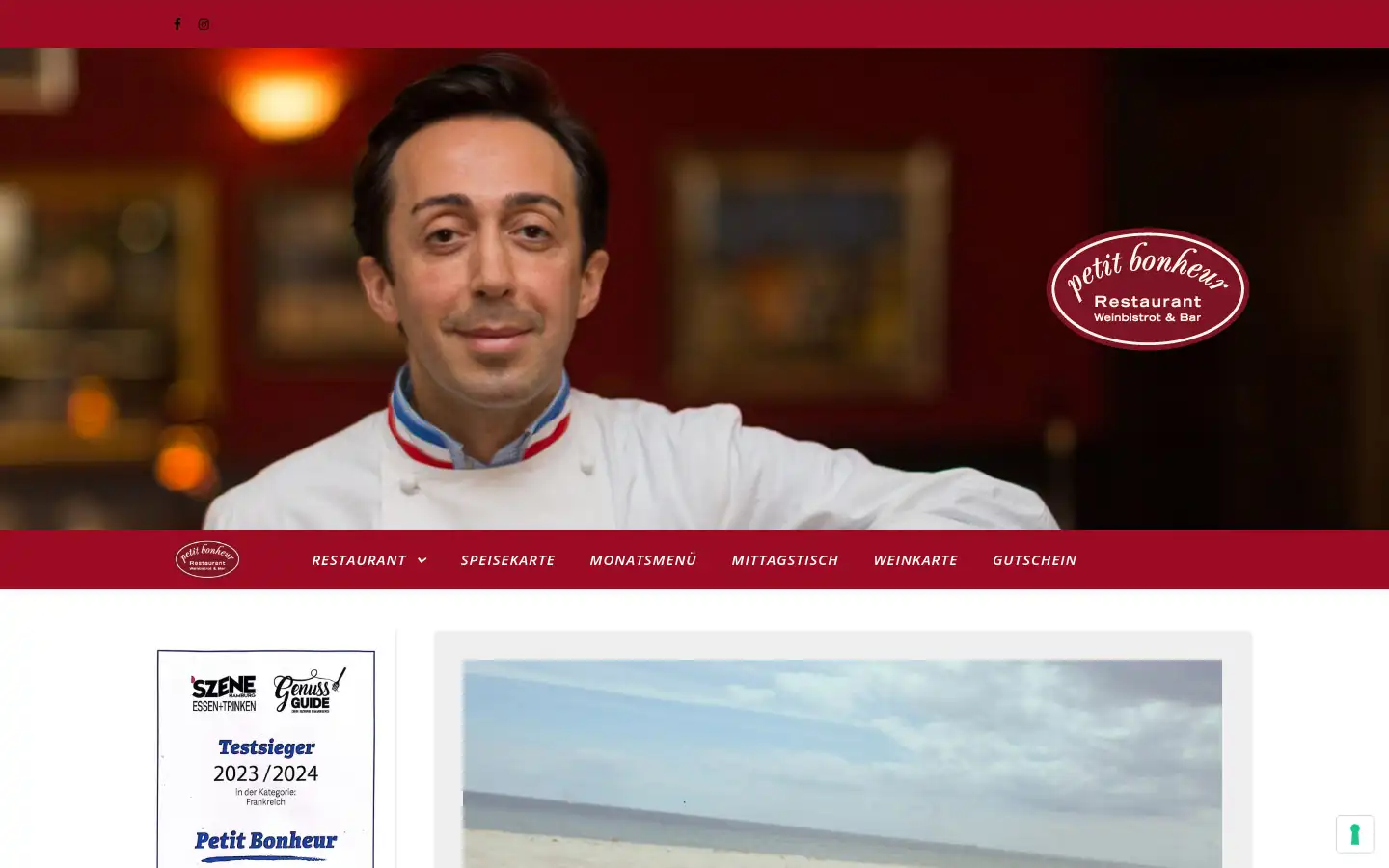 Screenshot of petitbonheur-restaurant.de