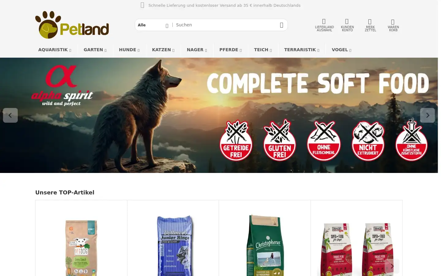 Screenshot of petland.de