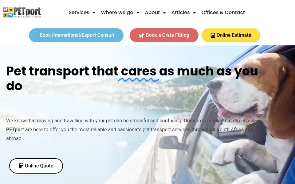 Screenshot of petport.co.za