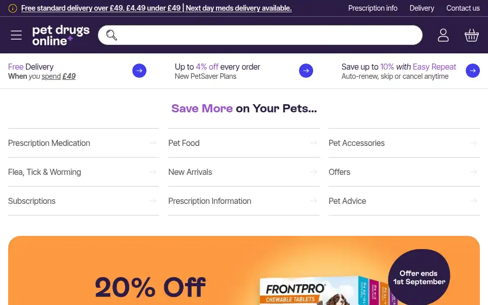 Screenshot of petprescription.co.uk