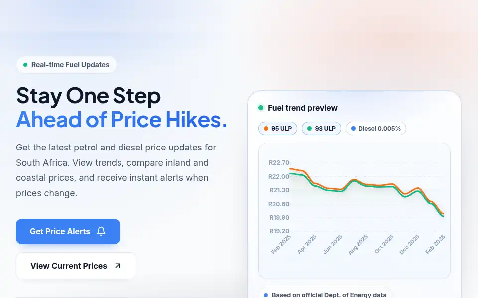 Screenshot of petrolpulse.co.za
