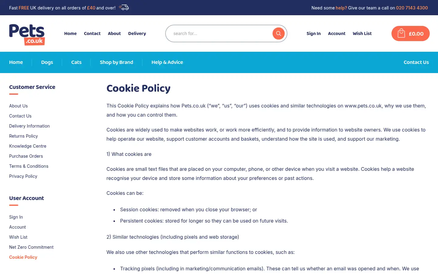 Screenshot of pets.co.uk